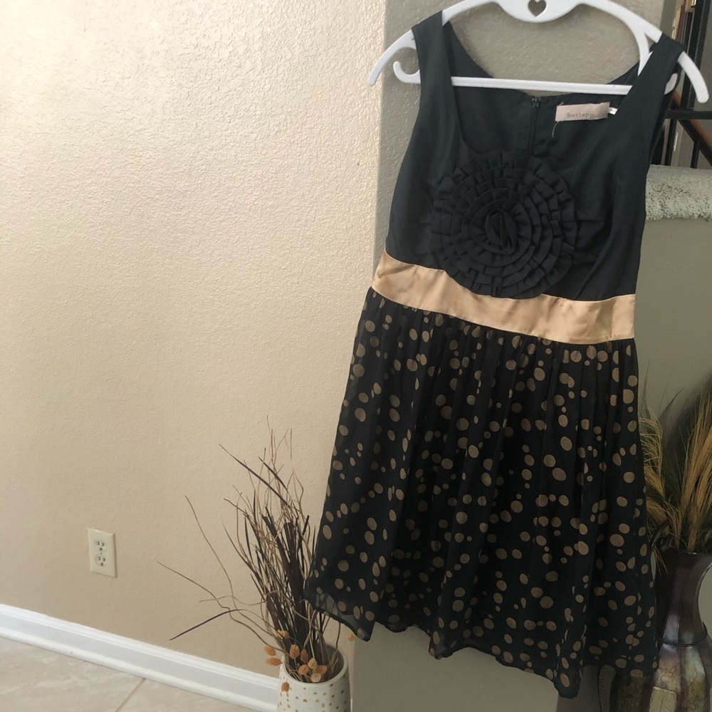 ANTHROPOLOGIE Burlapp Swirled Rosette Dress Size Medium - Picture 4 of 7